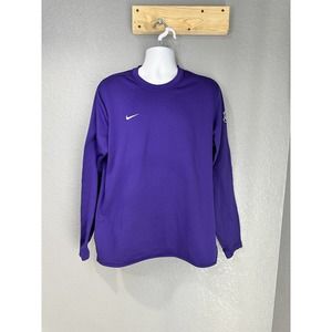 NIKE SHIRT MEN'S Large- Purple-‎ PE TECH QUILTED CREW PULLOVER - LOGO